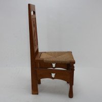 M. H. Baillie Scott Attributed, an Arts & Crafts Oak Chair with Stylized Floral Cut-outs - Thumbnail 5