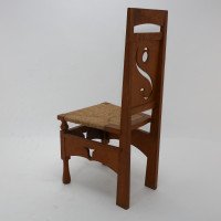 M. H. Baillie Scott Attributed, Arts & Crafts Oak Chair with Stylised Floral Cut-outs - Thumbnail 18