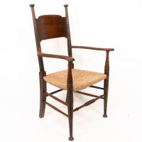 William Birch. An Arts & Crafts Oak Rush Seat Armchair Professionally Re-rushed