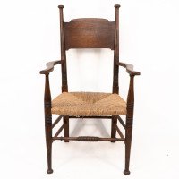 William Birch. Arts & Crafts Oak Rush Seat Armchair Professionally Re-rushed - Thumbnail 2