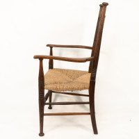William Birch. Arts & Crafts Oak Rush Seat Armchair Professionally Re-rushed - Thumbnail 4