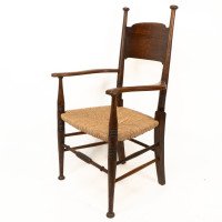 William Birch. Arts & Crafts Oak Rush Seat Armchair Professionally Re-rushed - Thumbnail 3
