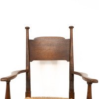 William Birch. Arts & Crafts Oak Rush Seat Armchair Professionally Re-rushed - Thumbnail 8