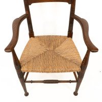 William Birch. Arts & Crafts Oak Rush Seat Armchair Professionally Re-rushed - Thumbnail 10