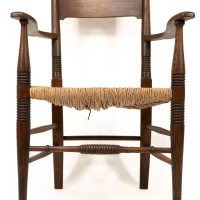 William Birch. Arts & Crafts Oak Rush Seat Armchair Professionally Re-rushed - Thumbnail 11