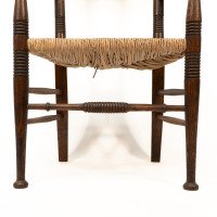 William Birch. Arts & Crafts Oak Rush Seat Armchair Professionally Re-rushed - Thumbnail 12