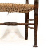 William Birch. Arts & Crafts Oak Rush Seat Armchair Professionally Re-rushed - Thumbnail 14