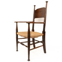 William Birch. Arts & Crafts Oak Rush Seat Armchair Professionally Re-rushed - Thumbnail 16