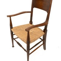 William Birch. Arts & Crafts Oak Rush Seat Armchair Professionally Re-rushed - Thumbnail 15