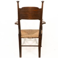 William Birch. Arts & Crafts Oak Rush Seat Armchair Professionally Re-rushed - Thumbnail 18