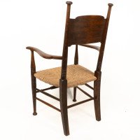 William Birch. Arts & Crafts Oak Rush Seat Armchair Professionally Re-rushed - Thumbnail 17