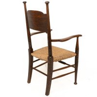 William Birch. Arts & Crafts Oak Rush Seat Armchair Professionally Re-rushed - Thumbnail 19