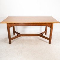 Gordon Russell, Arts & Crafts Cotswold School Oak Hayrake Stretcher Dining Table - Thumbnail 2