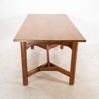 Gordon Russell, Arts & Crafts Cotswold School Oak Hayrake Stretcher Dining Table - Thumbnail 4
