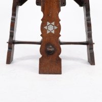Liberty & Co. Attributed, Moorish Walnut Revolving Stool with Moorish Arches - Thumbnail 16