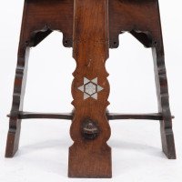 Liberty & Co. Attributed, Moorish Walnut Revolving Stool with Moorish Arches - Thumbnail 15