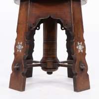 Liberty & Co. Attributed, Moorish Walnut Revolving Stool with Moorish Arches - Thumbnail 17