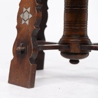 Liberty & Co. Attributed, Moorish Walnut Revolving Stool with Moorish Arches - Thumbnail 18