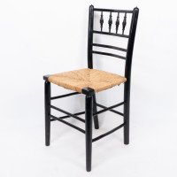 Philip Webb Attributed, Morris & Co., Aesthetic Movement Pair Rush Seat Sussex Chairs - Thumbnail 4