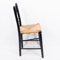 Philip Webb Attributed, Morris & Co., Aesthetic Movement Pair Rush Seat Sussex Chairs - Thumbnail 6