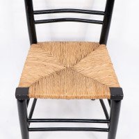 Philip Webb Attributed, Morris & Co., Aesthetic Movement Pair Rush Seat Sussex Chairs - Thumbnail 11