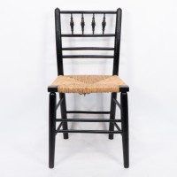 Philip Webb Attributed, Morris & Co., Aesthetic Movement Pair Rush Seat Sussex Chairs - Thumbnail 13