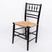 Philip Webb Attributed, Morris & Co., Aesthetic Movement Pair Rush Seat Sussex Chairs - Thumbnail 14