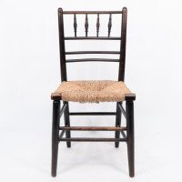 Philip Webb Attributed, Morris & Co., Aesthetic Movement Newly Rush Seat Sussex Chair - Thumbnail 2