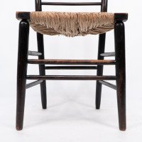 Philip Webb Attributed, Morris & Co., Aesthetic Movement Newly Rush Seat Sussex Chair - Thumbnail 12