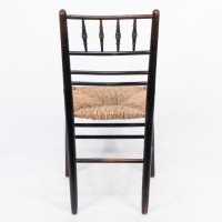 Philip Webb Attributed, Morris & Co., Aesthetic Movement Newly Rush Seat Sussex Chair - Thumbnail 18