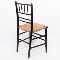 Philip Webb, attributed. Morris & Co., Aesthetic Movement Newly Rush Seat Sussex Chair - Thumbnail 19