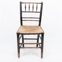 Philip Webb Attributed, Morris & Co., Aesthetic Movement Original Rush Seat Sussex Chair - Thumbnail 2