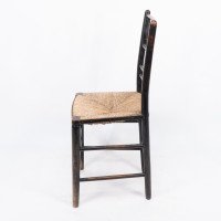 Philip Webb, attributed. Morris & Co., Aesthetic Movement Original Rush Seat Sussex Chair - Thumbnail 4