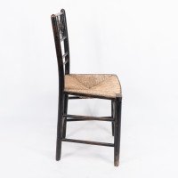 Philip Webb Attributed, Morris & Co., Aesthetic Movement Original Rush Seat Sussex Chair - Thumbnail 5