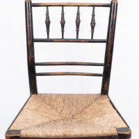 Philip Webb Attributed, Morris & Co., Aesthetic Movement Original Rush Seat Sussex Chair - Thumbnail 6