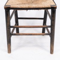 Philip Webb Attributed, Morris & Co., Aesthetic Movement Original Rush Seat Sussex Chair - Thumbnail 12
