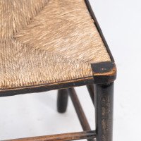 Philip Webb, attributed. Morris & Co., Aesthetic Movement Original Rush Seat Sussex Chair - Thumbnail 14