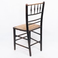 Philip Webb, attributed. Morris & Co., Aesthetic Movement Original Rush Seat Sussex Chair - Thumbnail 16
