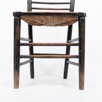 Philip Webb Attributed, Morris & Co., Aesthetic Movement Original Rush Seat Sussex Chair - Thumbnail 15