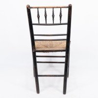 Philip Webb, attributed. Morris & Co., Aesthetic Movement Original Rush Seat Sussex Chair - Thumbnail 17
