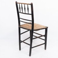 Philip Webb, attributed. Morris & Co., Aesthetic Movement Original Rush Seat Sussex Chair - Thumbnail 18