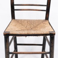 Philip Webb Attributed, Morris & Co., Aesthetic Movement Original Rush Seat Sussex Chair - Thumbnail 10