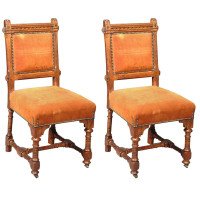 J. P. Seddon, Exhib. Crystal Palace 1851. Six Gothic Revival Oak Dining Chairs