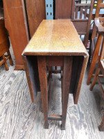 Arts & Crafts Oak Drop Leaf Pembroke Dining Table with Wild Grain to the Top - Thumbnail 8