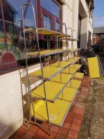 Stylish Mid Century Chrome on Steel Shop Shelving with Braced Back Supports - Thumbnail 4