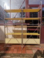 Stylish Mid Century Chrome on Steel Shop Shelving with Braced Back Supports - Thumbnail 10