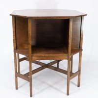 Ambrose Heal's attri. Arts & Crafts Oak octagonal book table with eight legs - Thumbnail 8