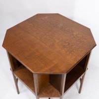 Ambrose Heal's attri. Arts & Crafts Oak octagonal book table with eight legs - Thumbnail 9