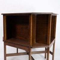 Ambrose Heal's attri. An Arts & Crafts Oak octagonal book table with eight legs - Thumbnail 12