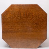 Ambrose Heal's attri. An Arts & Crafts Oak octagonal book table with eight legs - Thumbnail 11